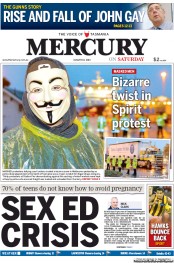 Hobart Mercury (Australia) Newspaper Front Page for 10 August 2013