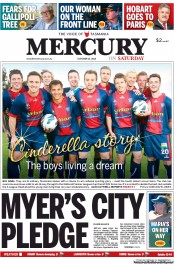 Hobart Mercury (Australia) Newspaper Front Page for 12 October 2013