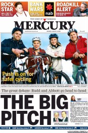 Hobart Mercury (Australia) Newspaper Front Page for 12 August 2013