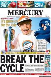 Hobart Mercury (Australia) Newspaper Front Page for 13 April 2013