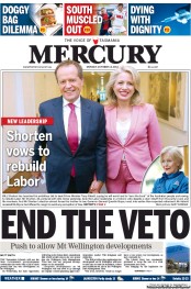 Hobart Mercury (Australia) Newspaper Front Page for 14 October 2013