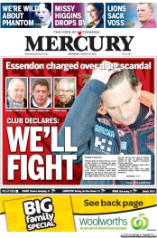 Hobart Mercury (Australia) Newspaper Front Page for 14 August 2013