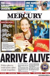 Hobart Mercury (Australia) Newspaper Front Page for 16 December 2013