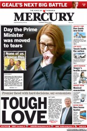Hobart Mercury (Australia) Newspaper Front Page for 16 May 2013