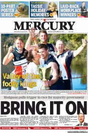 Hobart Mercury (Australia) Newspaper Front Page for 16 September 2013