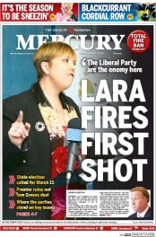 Hobart Mercury (Australia) Newspaper Front Page for 17 January 2014