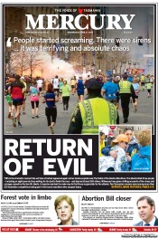 Hobart Mercury (Australia) Newspaper Front Page for 17 April 2013