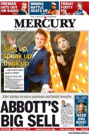 Hobart Mercury (Australia) Newspaper Front Page for 17 May 2013