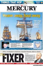 Hobart Mercury (Australia) Newspaper Front Page for 17 September 2013