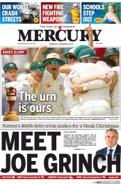Hobart Mercury (Australia) Newspaper Front Page for 18 December 2013