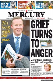 Hobart Mercury (Australia) Newspaper Front Page for 18 January 2014