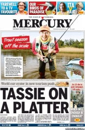 Hobart Mercury (Australia) Newspaper Front Page for 18 September 2013