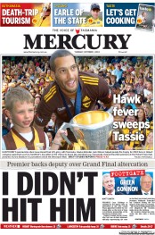 Hobart Mercury (Australia) Newspaper Front Page for 1 October 2013