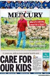 Hobart Mercury (Australia) Newspaper Front Page for 1 November 2013