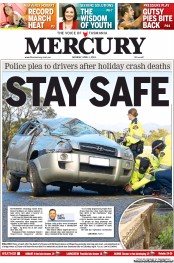 Hobart Mercury (Australia) Newspaper Front Page for 1 April 2013