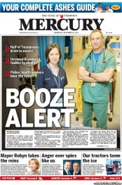 Hobart Mercury (Australia) Newspaper Front Page for 20 November 2013