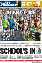 Hobart Mercury (Australia) Newspaper Front Page for 20 May 2013