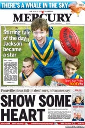Hobart Mercury (Australia) Newspaper Front Page for 20 June 2013