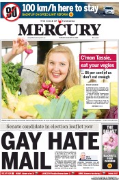 Hobart Mercury (Australia) Newspaper Front Page for 20 August 2013