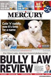 Hobart Mercury (Australia) Newspaper Front Page for 20 September 2013