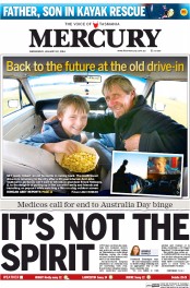 Hobart Mercury (Australia) Newspaper Front Page for 22 January 2014