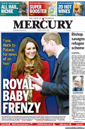 Hobart Mercury (Australia) Newspaper Front Page for 23 July 2013