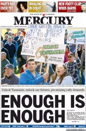 Hobart Mercury (Australia) Newspaper Front Page for 24 June 2013