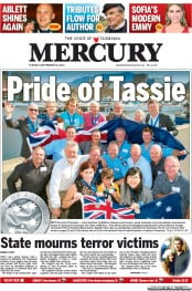 Hobart Mercury (Australia) Newspaper Front Page for 24 September 2013