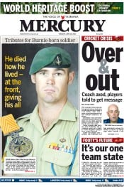 Hobart Mercury (Australia) Newspaper Front Page for 25 June 2013