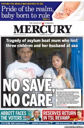 Hobart Mercury (Australia) Newspaper Front Page for 25 July 2013