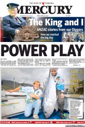 Hobart Mercury (Australia) Newspaper Front Page for 26 April 2013