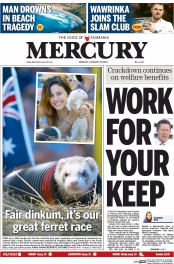 Hobart Mercury (Australia) Newspaper Front Page for 27 January 2014