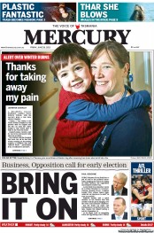Hobart Mercury (Australia) Newspaper Front Page for 28 June 2013