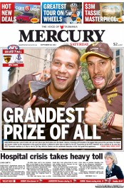 Hobart Mercury (Australia) Newspaper Front Page for 28 September 2013
