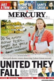 Hobart Mercury (Australia) Newspaper Front Page for 2 November 2013