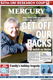 Hobart Mercury (Australia) Newspaper Front Page for 2 May 2013