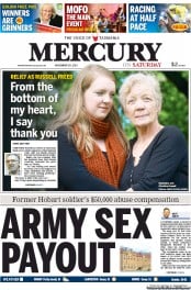 Hobart Mercury (Australia) Newspaper Front Page for 30 November 2013