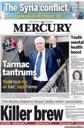 Hobart Mercury (Australia) Newspaper Front Page for 30 August 2013