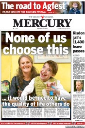 Hobart Mercury (Australia) Newspaper Front Page for 3 May 2013