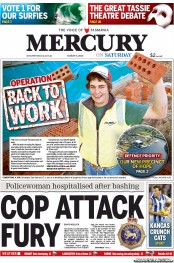 Hobart Mercury (Australia) Newspaper Front Page for 3 August 2013