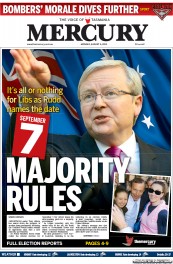 Hobart Mercury (Australia) Newspaper Front Page for 5 August 2013