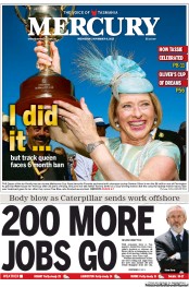 Hobart Mercury (Australia) Newspaper Front Page for 6 November 2013