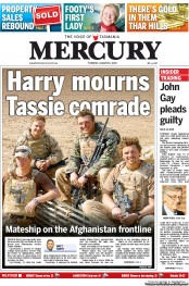 Hobart Mercury (Australia) Newspaper Front Page for 6 August 2013