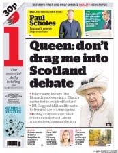 I Newspaper (UK) Newspaper Front Page for 10 September 2014
