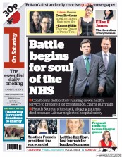 I Newspaper (UK) Newspaper Front Page for 11 January 2014