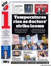 I Newspaper (UK) Newspaper Front Page for 11 January 2016