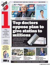 I Newspaper (UK) Newspaper Front Page for 11 June 2014