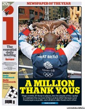 I Newspaper (UK) Newspaper Front Page for 11 September 2012