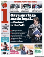 I Newspaper Newspaper Front Page (UK) for 12 December 2012