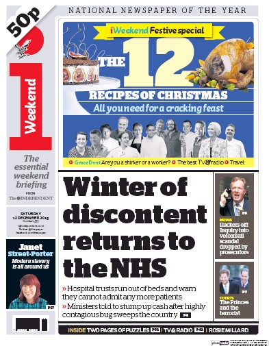 I Newspaper Newspaper Front Page (UK) for 12 December 2015